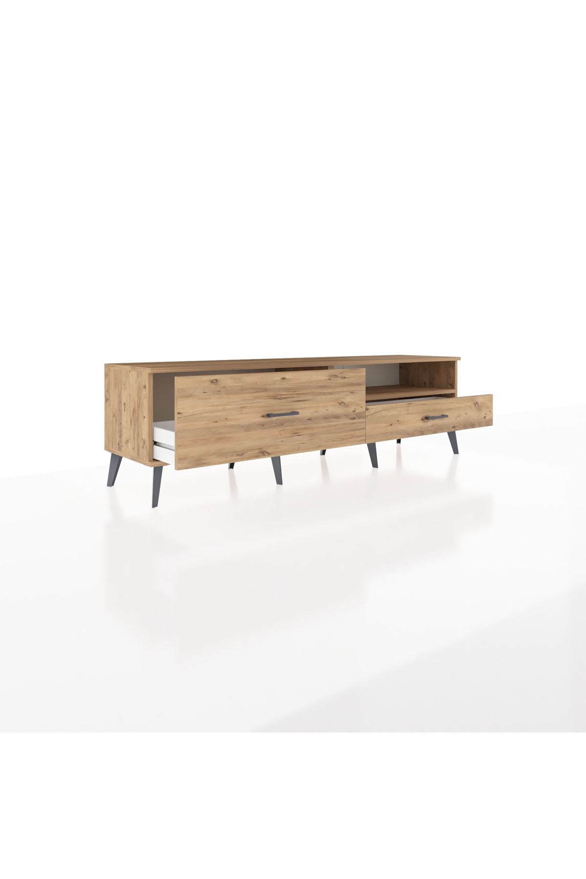 Hyperion TV Ünitesi Tek Raflı 2 Çekmeceli  176x44x51 Çam-Çam/Çam