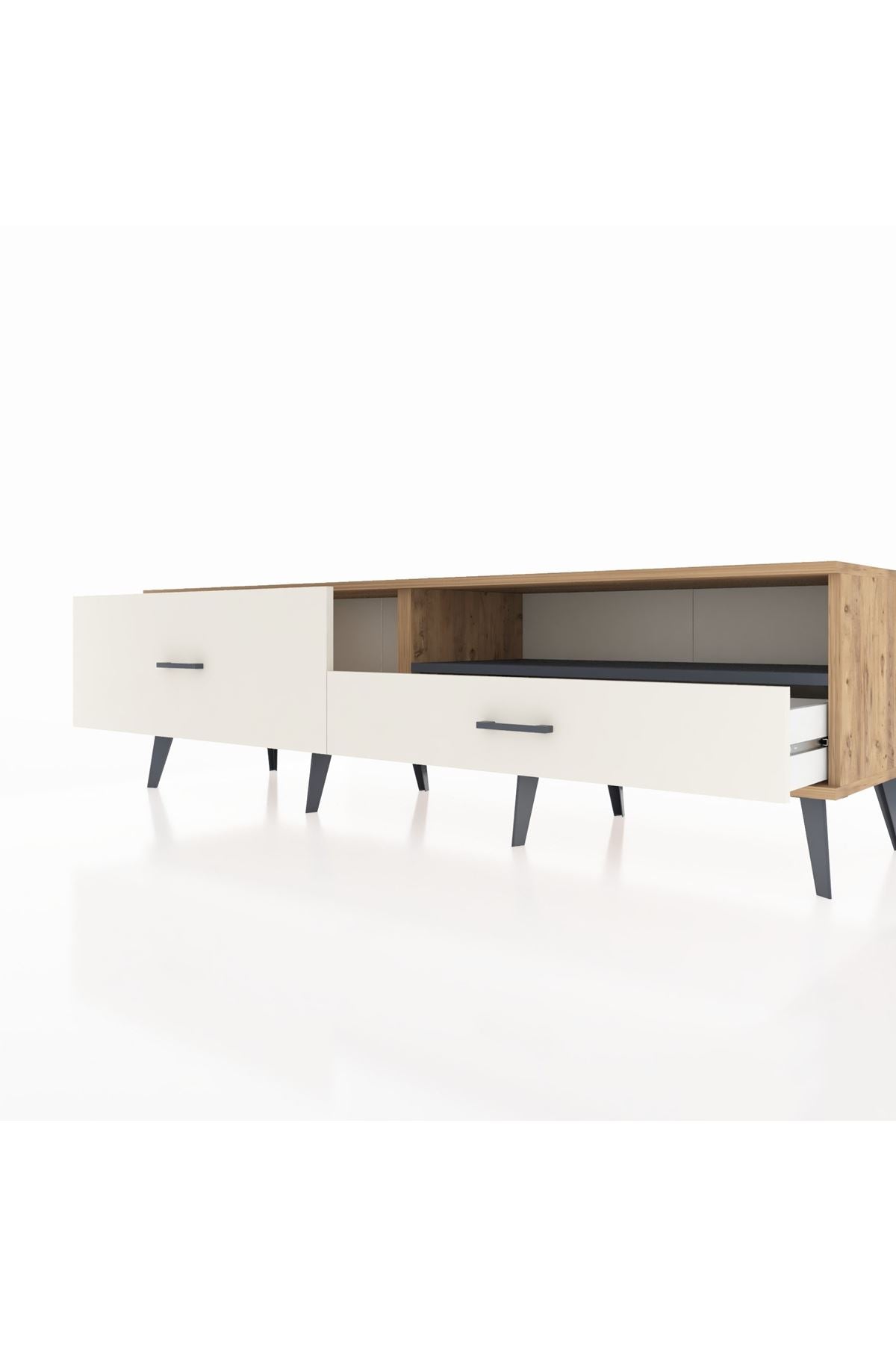 Hyperion TV Ünitesi Tek Raflı 2 Çekmeceli  176x44x51 Çam-Antrasit/Aytaşı