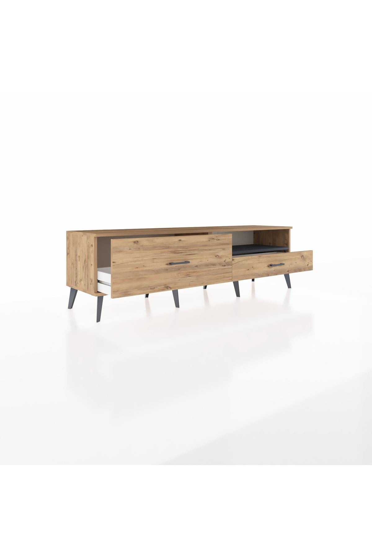 Hyperion TV Ünitesi Tek Raflı 2 Çekmeceli  176x44x51 Çam-Antrasit/Çam