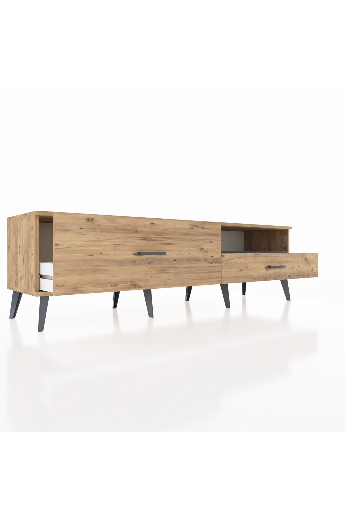 Hyperion TV Ünitesi Tek Raflı 2 Çekmeceli  176x44x51 Çam-Antrasit/Çam