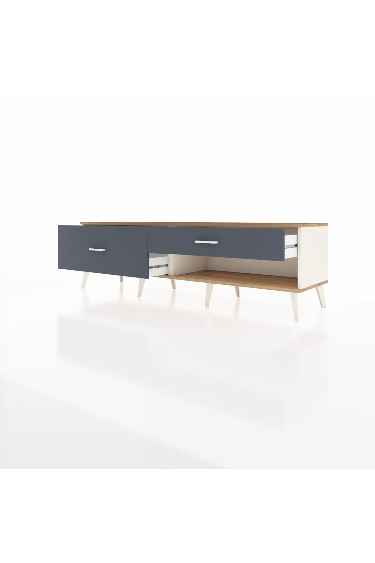 Hyperion TV Ünitesi 2 Çekmeceli  176x44x51 Aytaşı-Çam/Antrasit