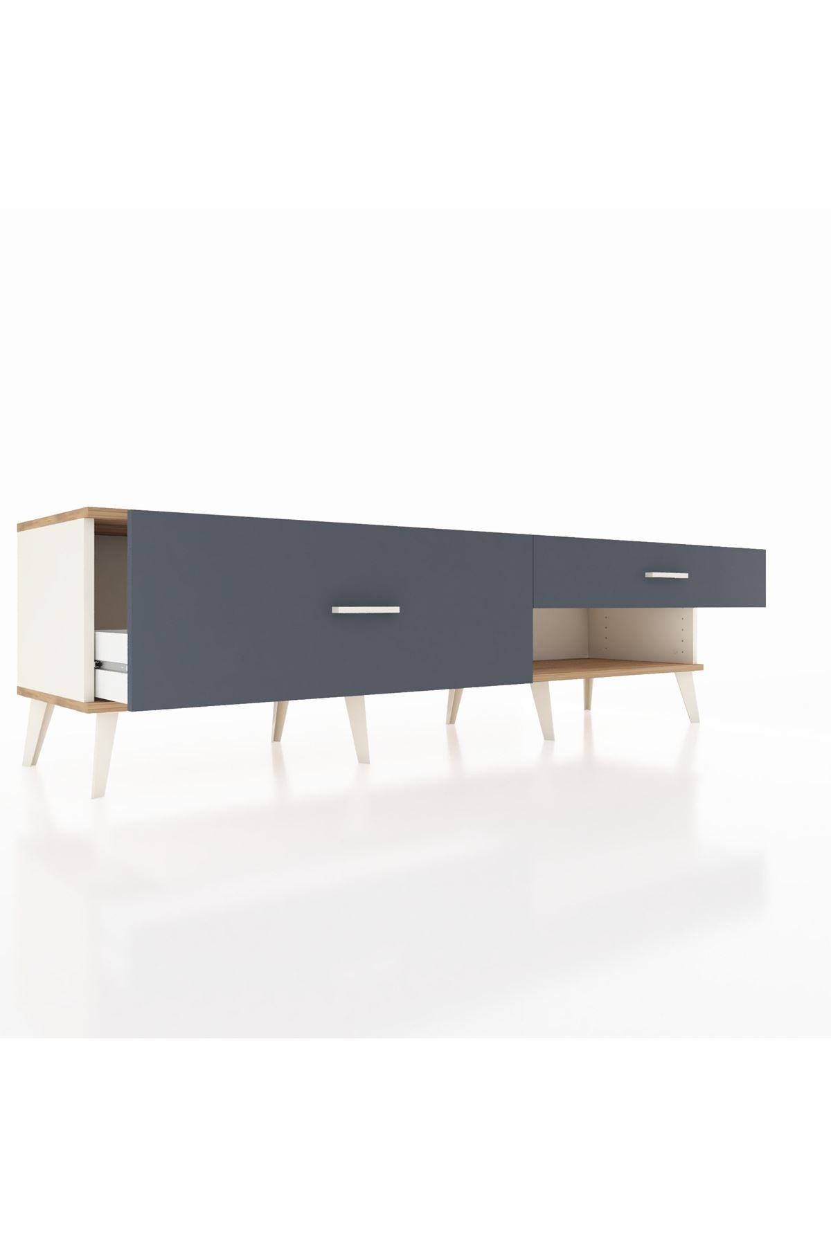 Hyperion TV Ünitesi 2 Çekmeceli  176x44x51 Aytaşı-Çam/Antrasit