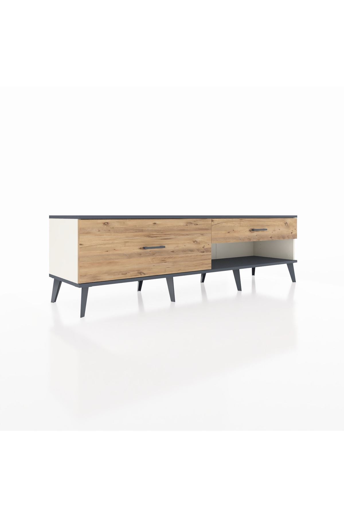 Hyperion TV Ünitesi 2 Çekmeceli  176x44x51 Aytaşı-Antrasit/Çam