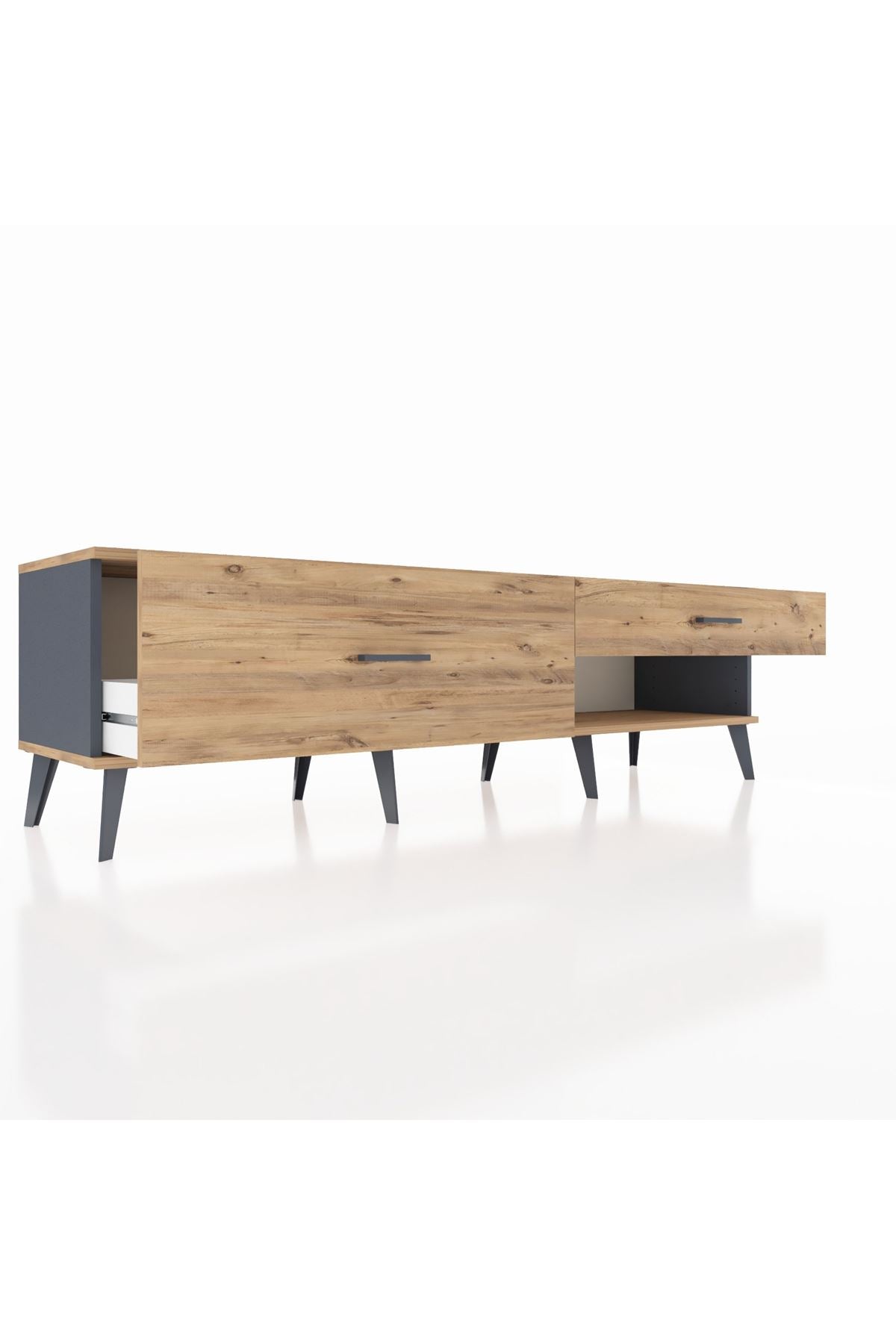 Hyperion TV Ünitesi 2 Çekmeceli  176x44x51 Antrasit-Çam/Çam