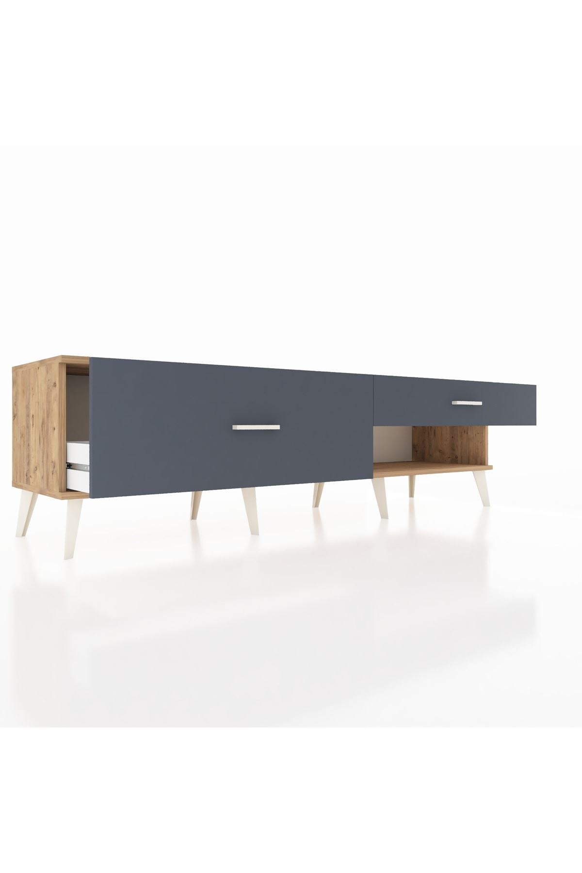 Hyperion TV Ünitesi 2 Çekmeceli  176x44x51 Çam-Çam/Antrasit