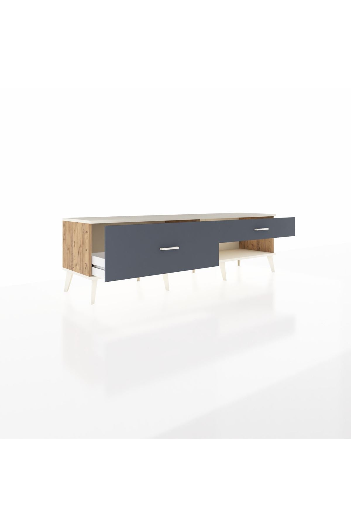 Hyperion TV Ünitesi 2 Çekmeceli  176x44x51 Çam-Aytaşı/Antrasit