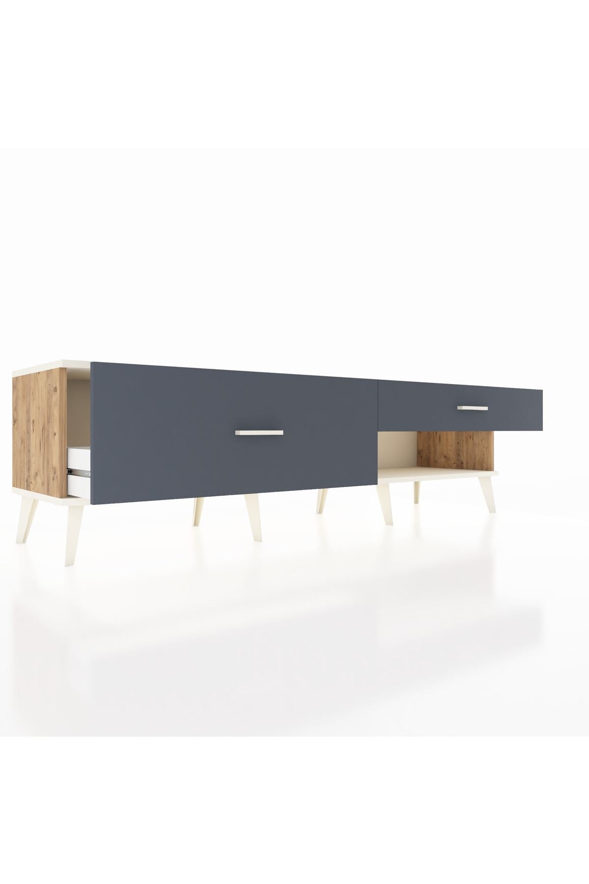 Hyperion TV Ünitesi 2 Çekmeceli  176x44x51 Çam-Aytaşı/Antrasit