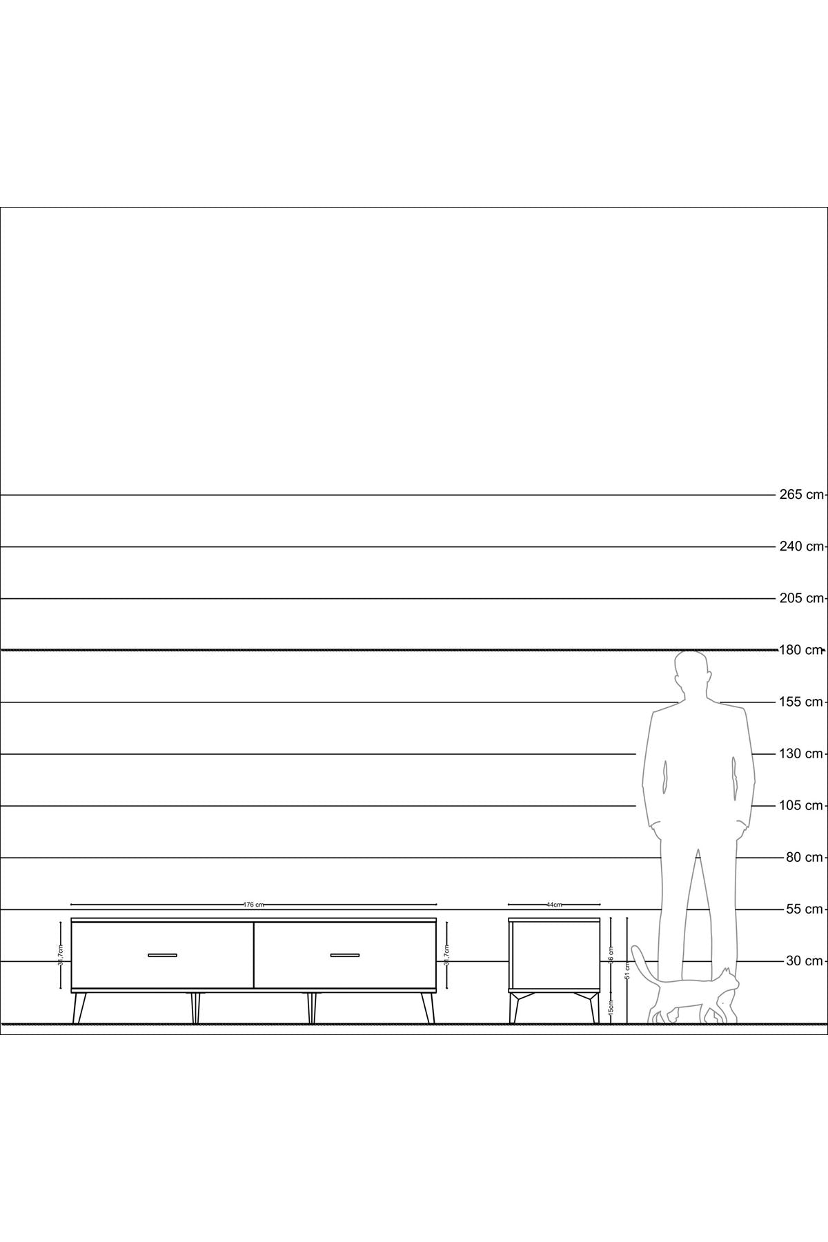 Hyperion TV Ünitesi 2 Çekmeceli  176x44x51 Aytaşı-Çam/Aytaşı