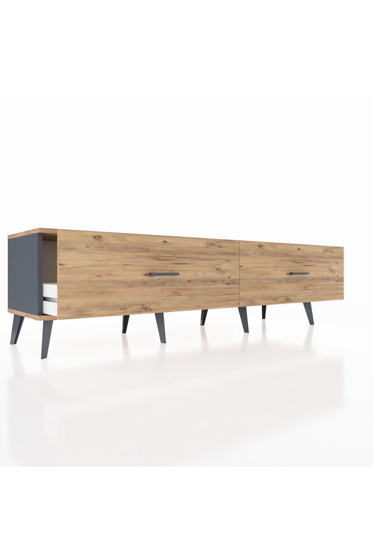 Hyperion TV Ünitesi 2 Çekmeceli  176x44x51 Antrasit-Çam/Çam