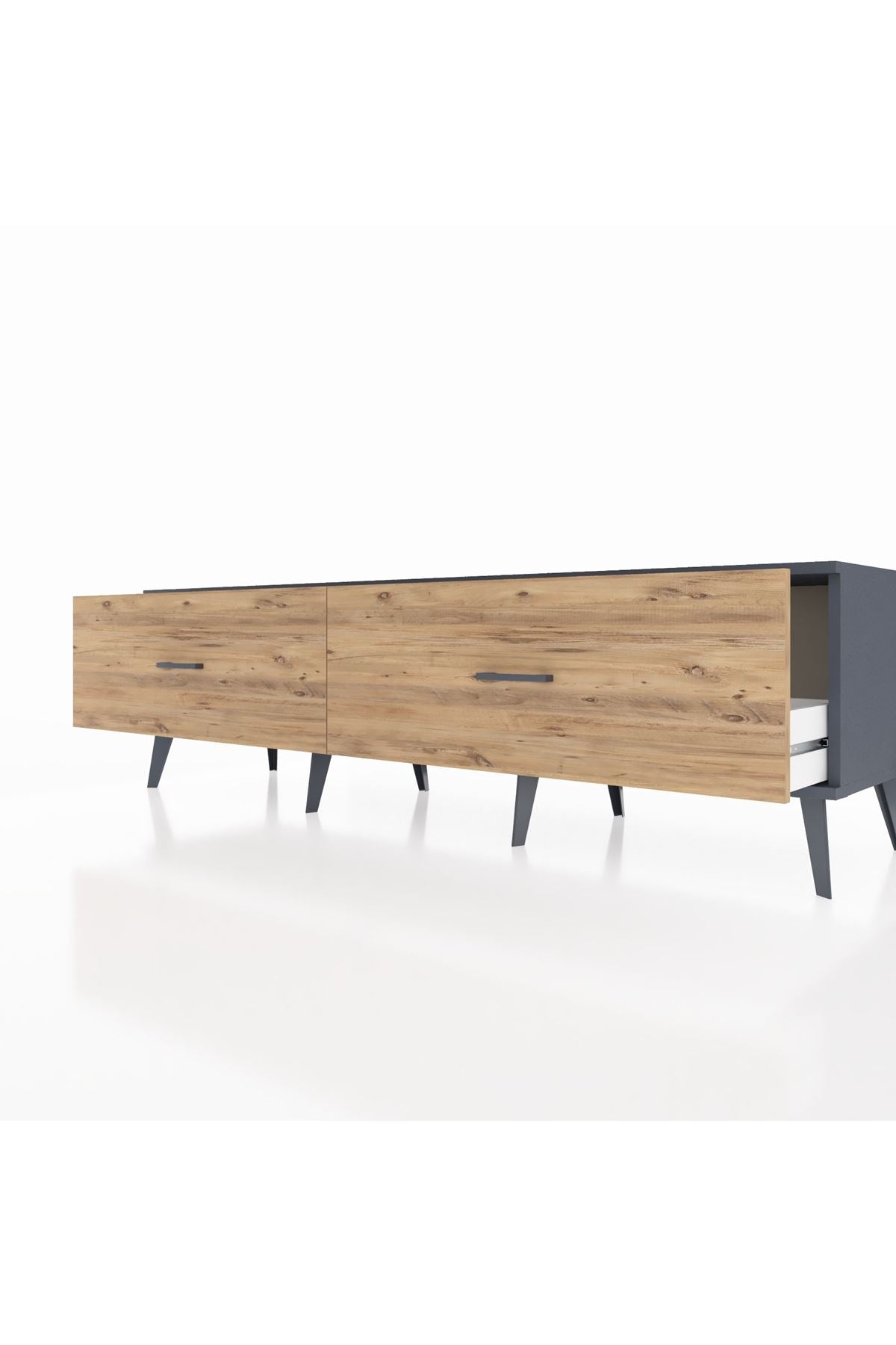 Hyperion TV Ünitesi 2 Çekmeceli  176x44x51 Antrasit-Antrasit/Çam