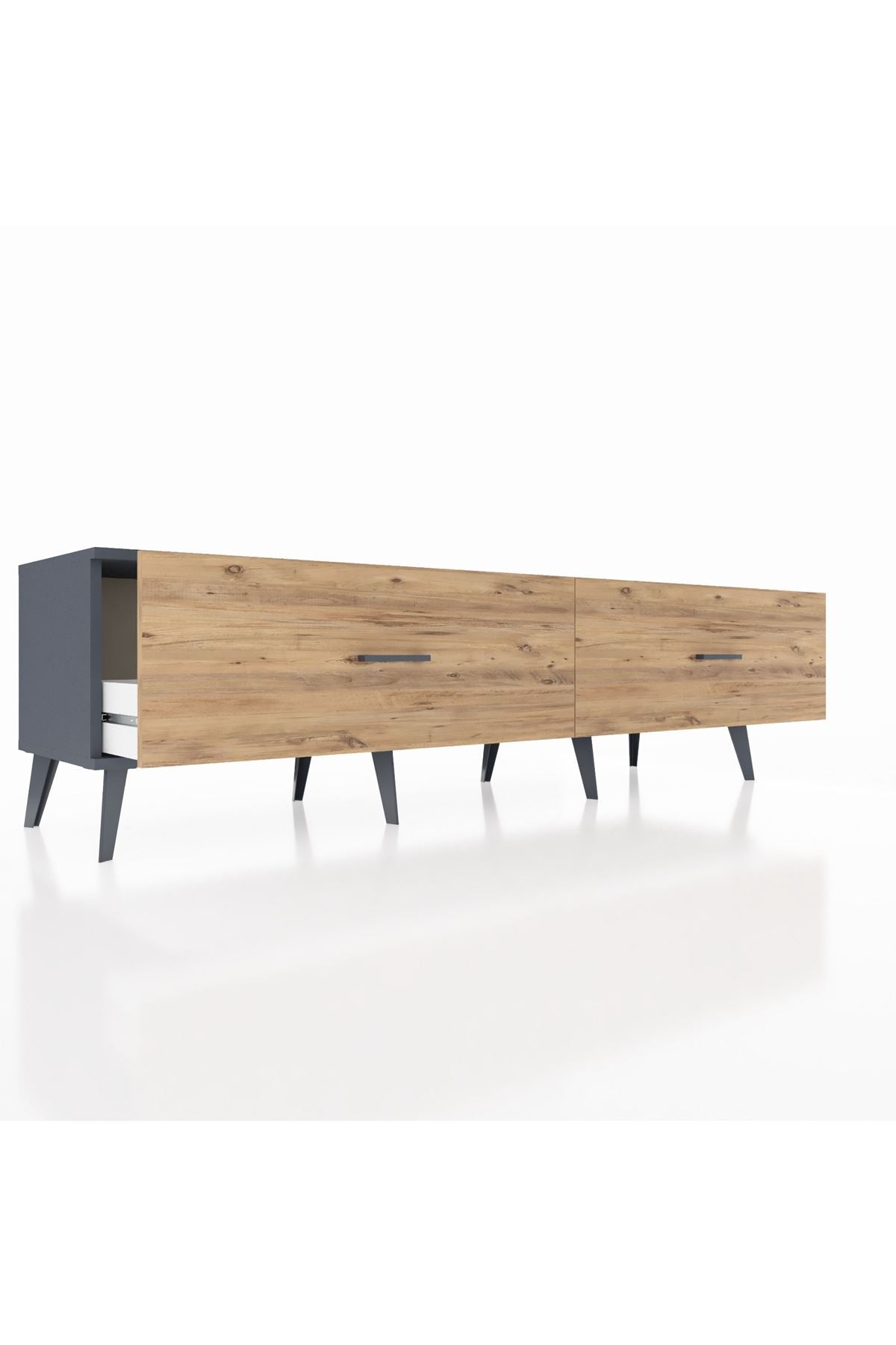 Hyperion TV Ünitesi 2 Çekmeceli  176x44x51 Antrasit-Antrasit/Çam