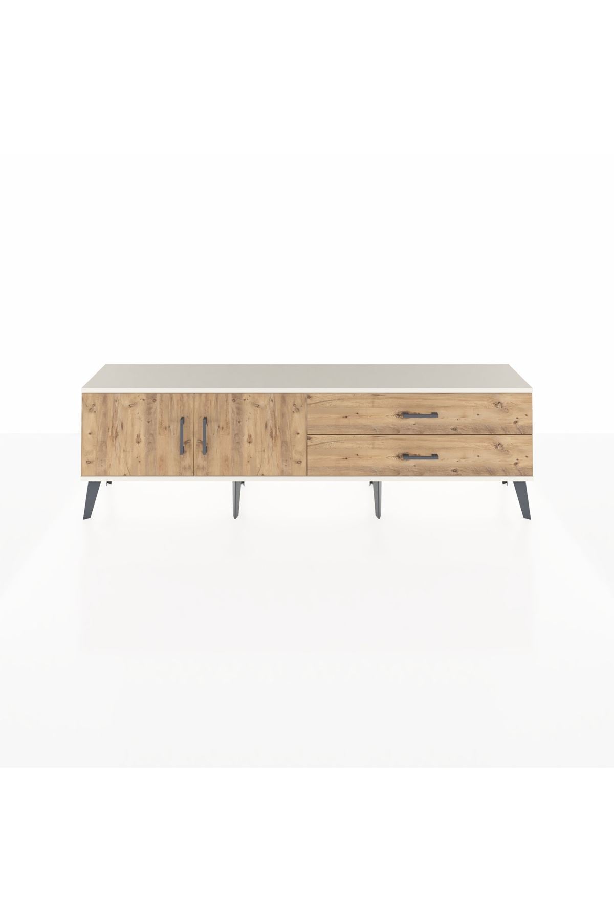 Arges TV Ünitesi Tek Raflı 2 Çekmeceli 2 Kapaklı 176x30x51 Aytaşı-Çam/Çam