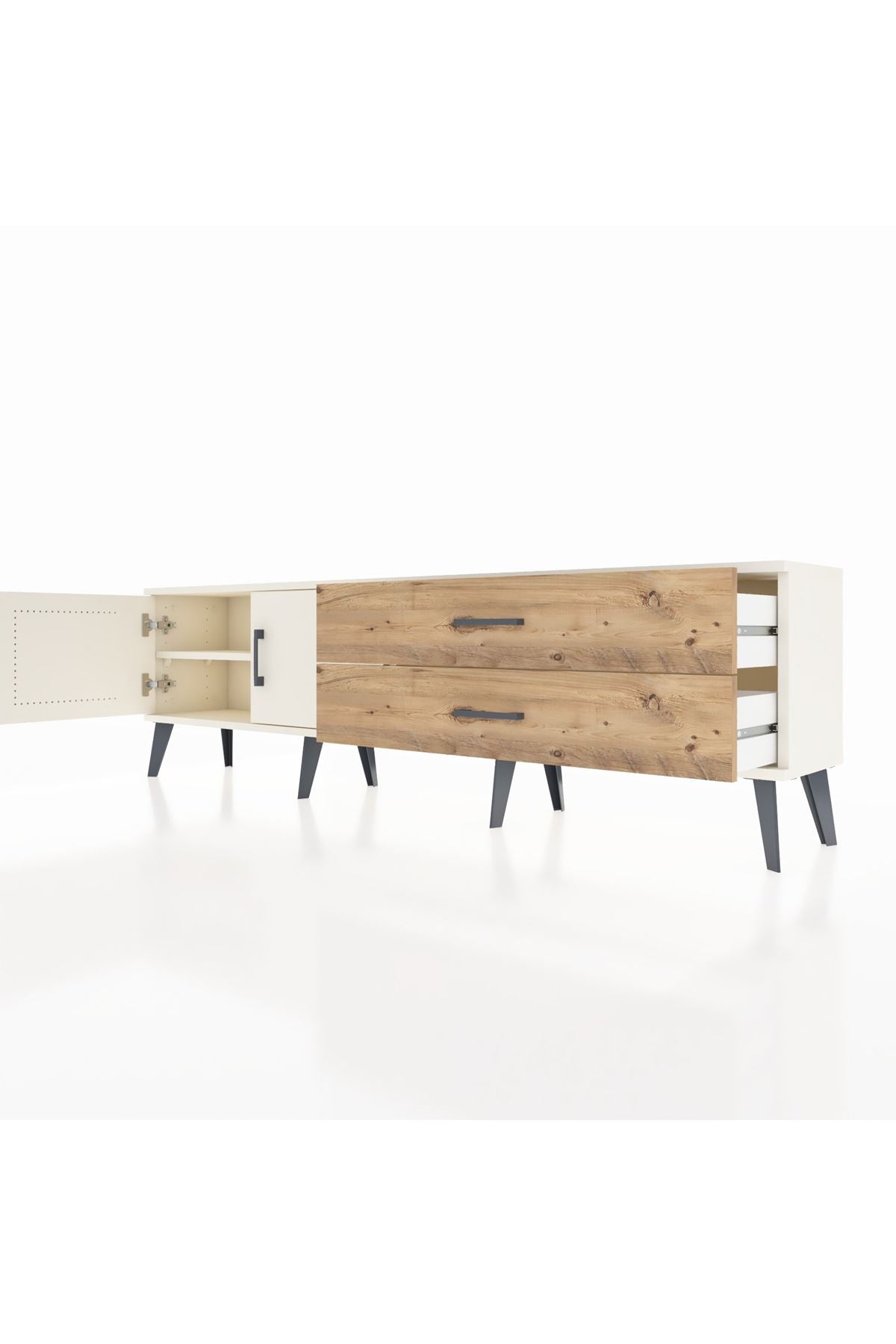 Arges TV Ünitesi Tek Raflı 2 Çekmeceli 2 Kapaklı 176x30x51 Aytaşı-Aytaşı/Çam