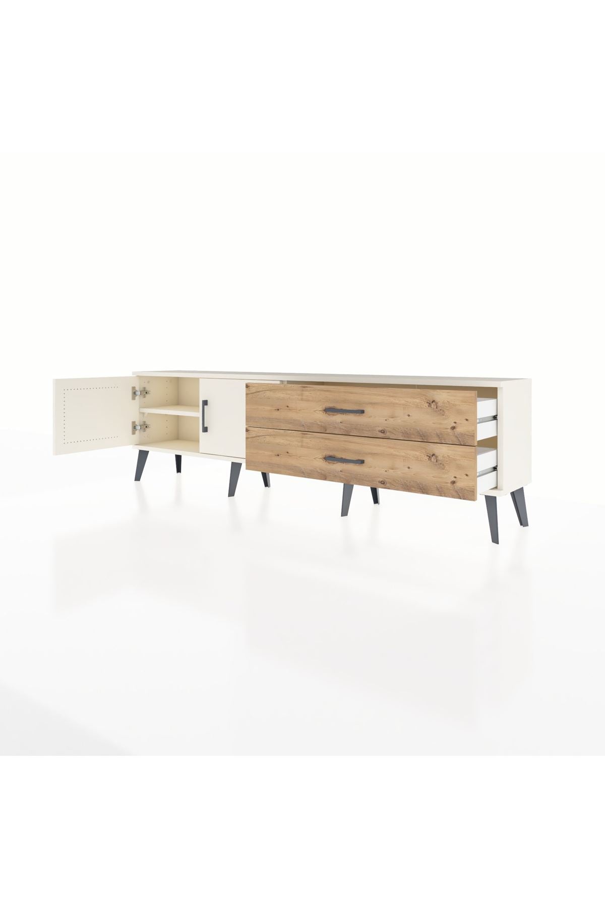 Arges TV Ünitesi Tek Raflı 2 Çekmeceli 2 Kapaklı 176x30x51 Aytaşı-Aytaşı/Çam