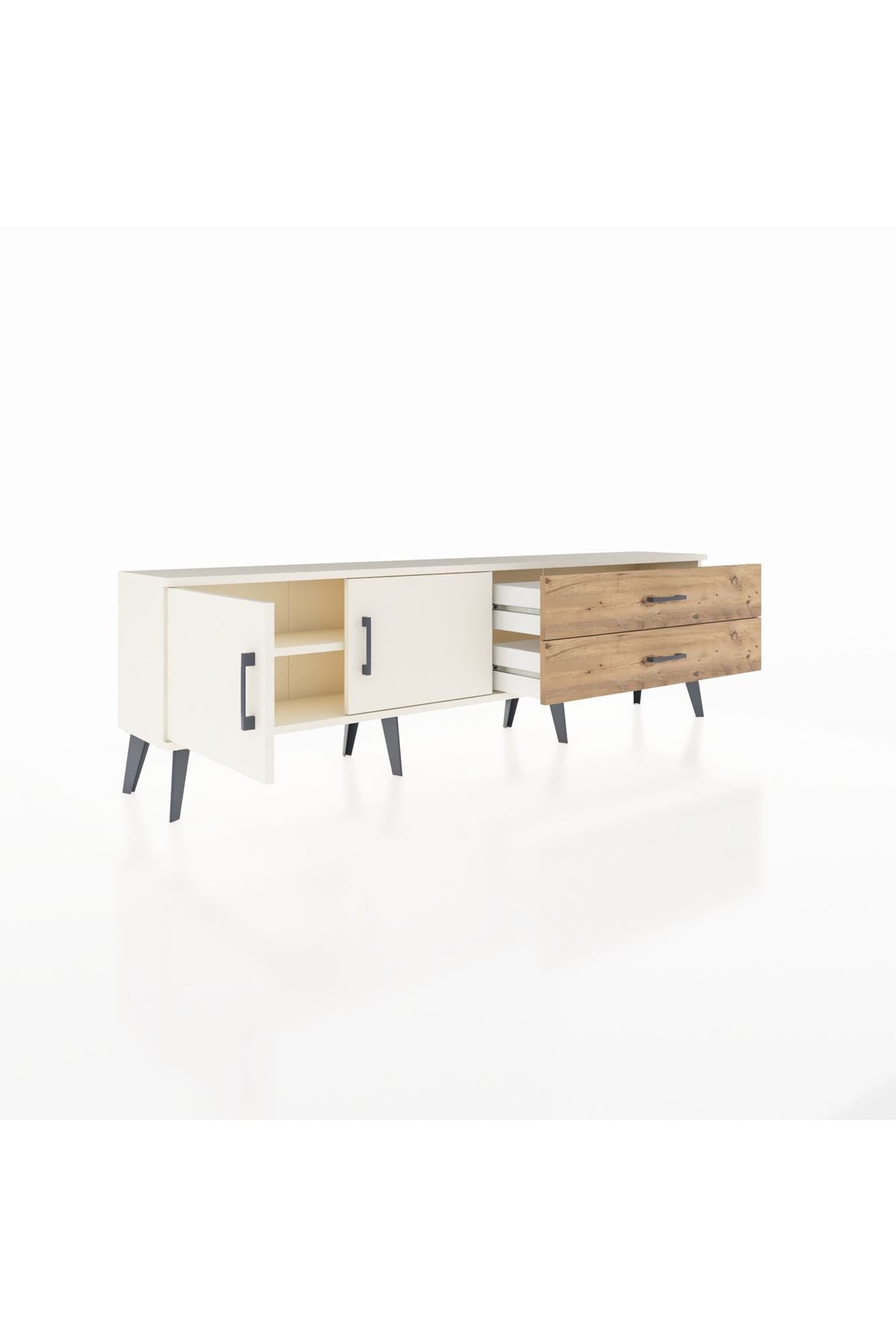 Arges TV Ünitesi Tek Raflı 2 Çekmeceli 2 Kapaklı 176x30x51 Aytaşı-Aytaşı/Çam