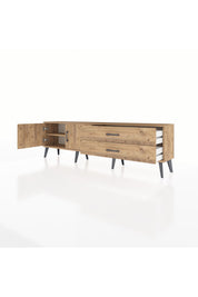 Arges TV Ünitesi Tek Raflı 2 Çekmeceli 2 Kapaklı 176x30x51 Çam-Çam/Çam