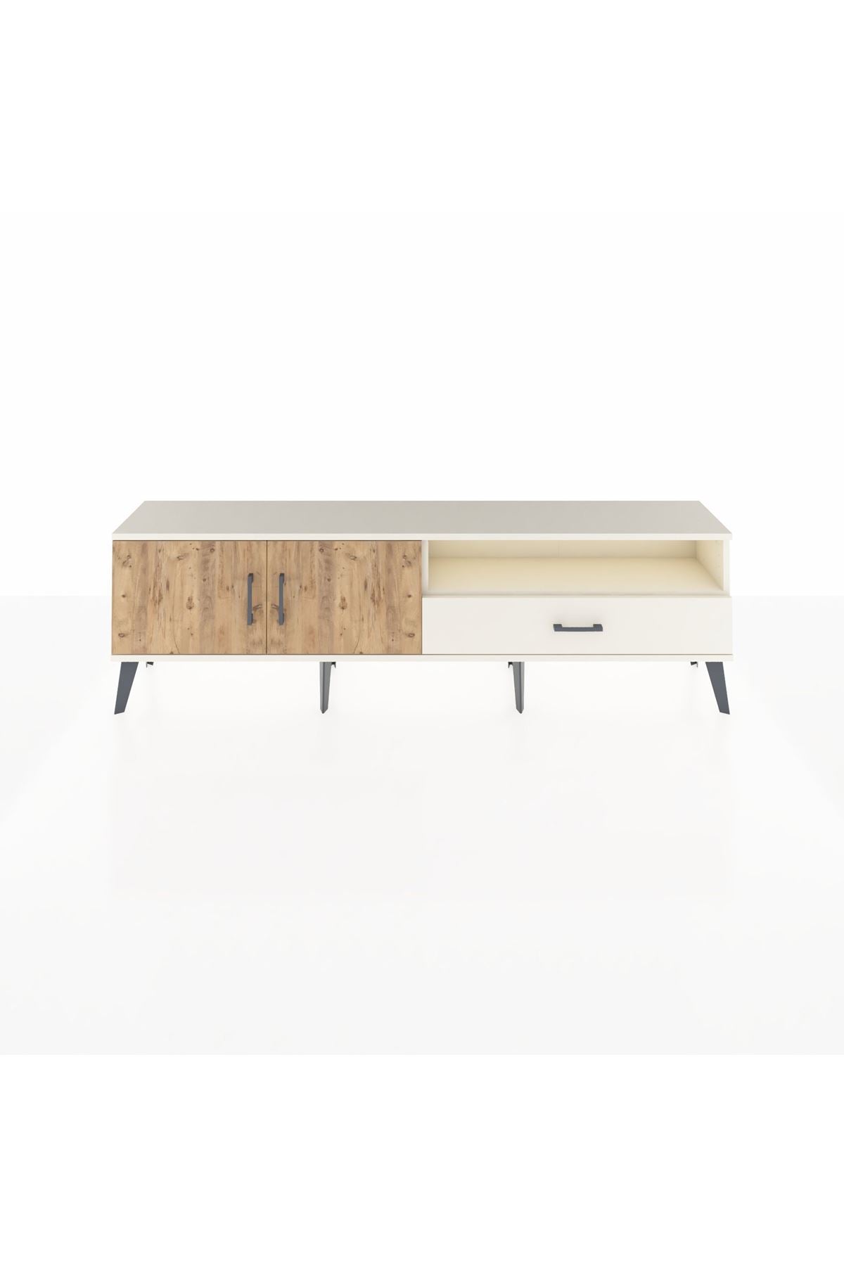 Arges TV Ünitesi 2 Raflı Tek Çekmeceli 2 Kapaklı 176x30x51 Aytaşı-Çam/Aytaşı