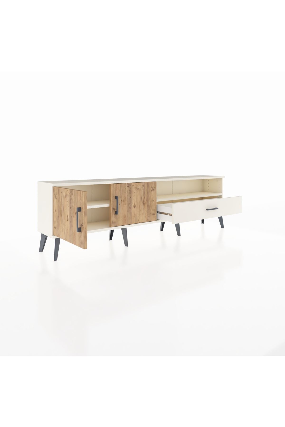 Arges TV Ünitesi 2 Raflı Tek Çekmeceli 2 Kapaklı 176x30x51 Aytaşı-Çam/Aytaşı