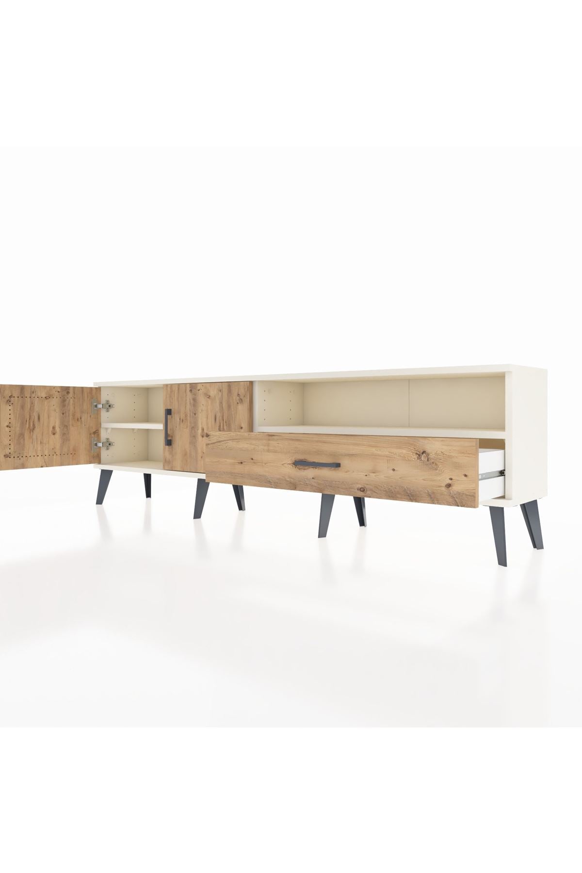 Arges TV Ünitesi 2 Raflı Tek Çekmeceli 2 Kapaklı 176x30x51 Aytaşı-Çam/Çam