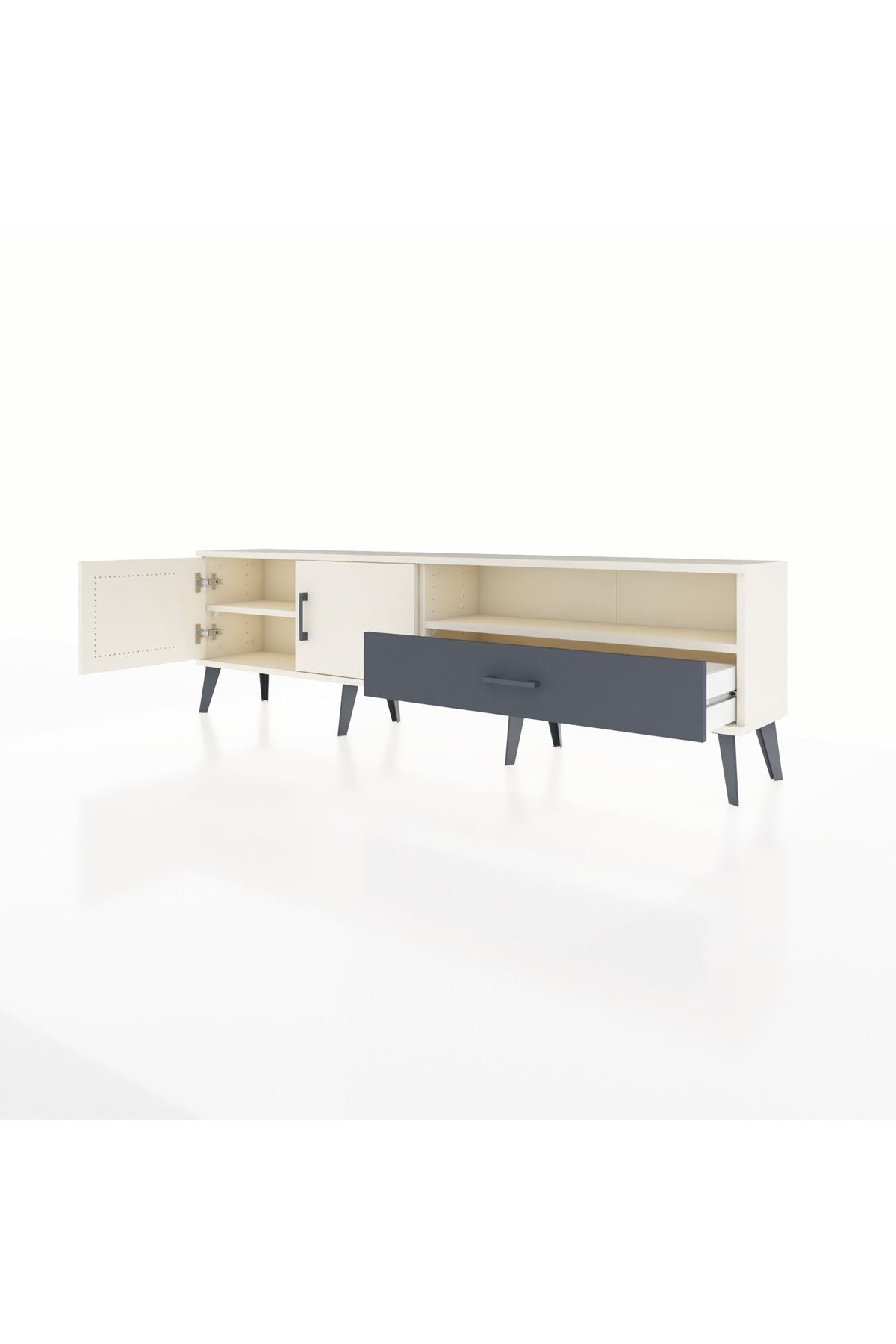 Arges TV Ünitesi 2 Raflı Tek Çekmeceli 2 Kapaklı 176x30x51 Aytaşı-Aytaşı/Antrasit