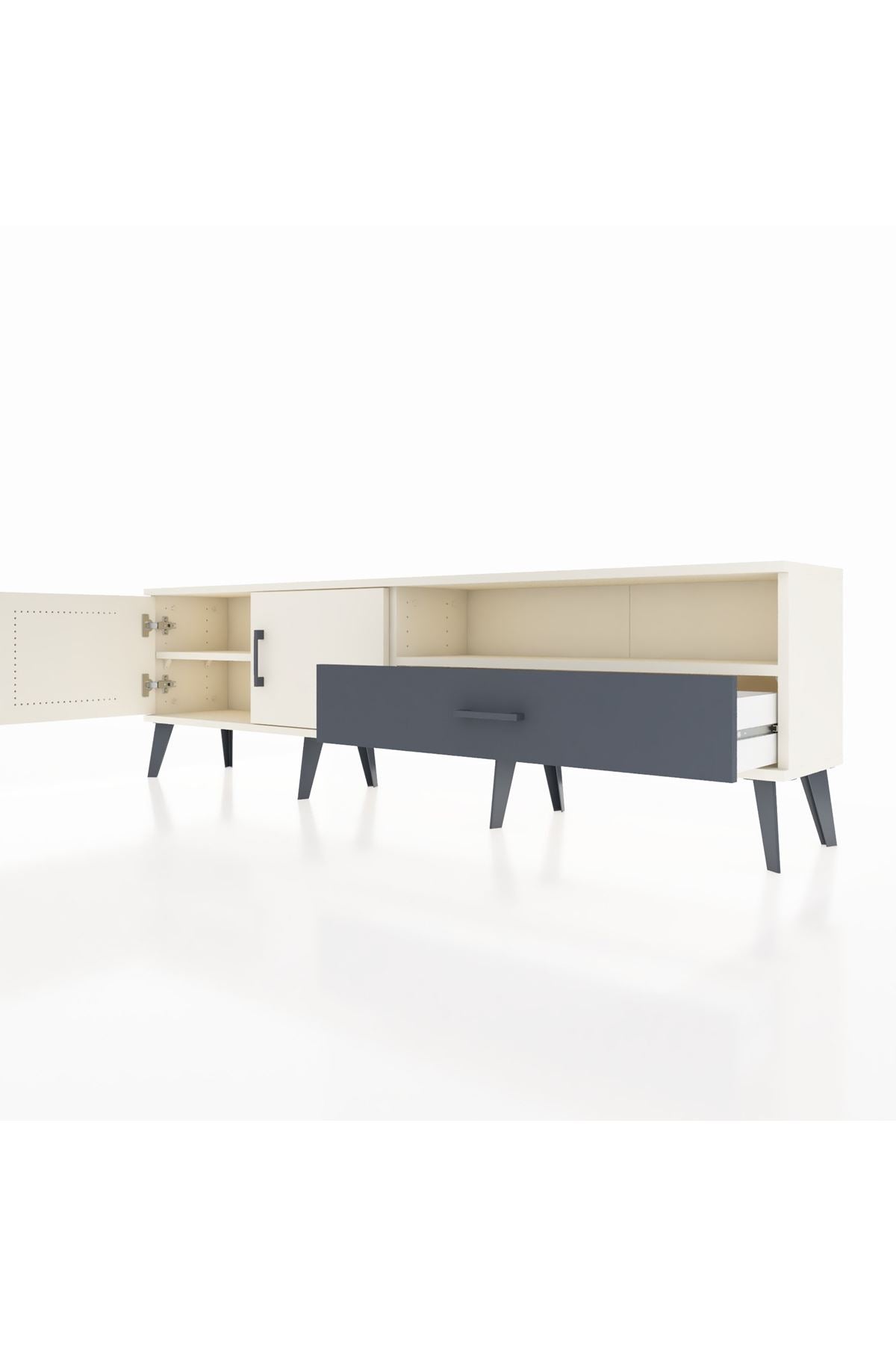 Arges TV Ünitesi 2 Raflı Tek Çekmeceli 2 Kapaklı 176x30x51 Aytaşı-Aytaşı/Antrasit