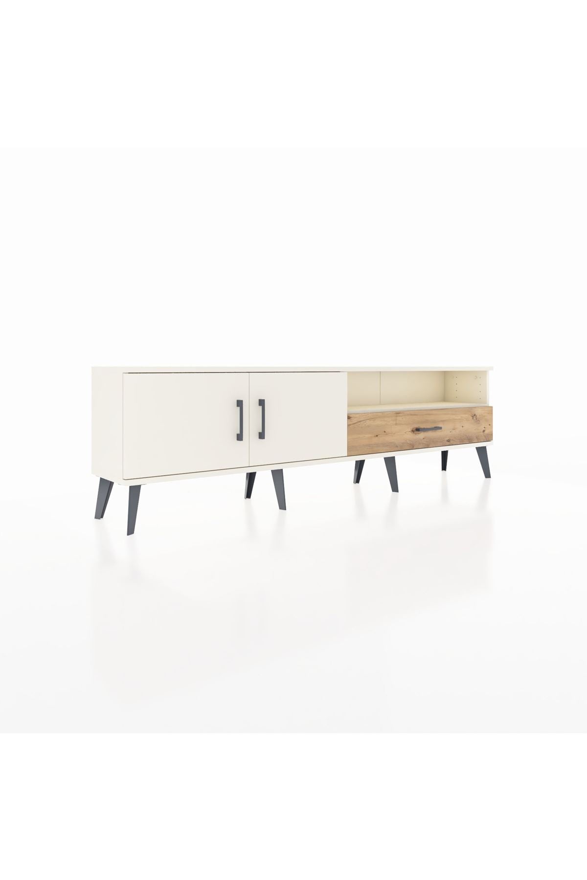 Arges TV Ünitesi 2 Raflı Tek Çekmeceli 2 Kapaklı 176x30x51 Aytaşı-Aytaşı/Çam
