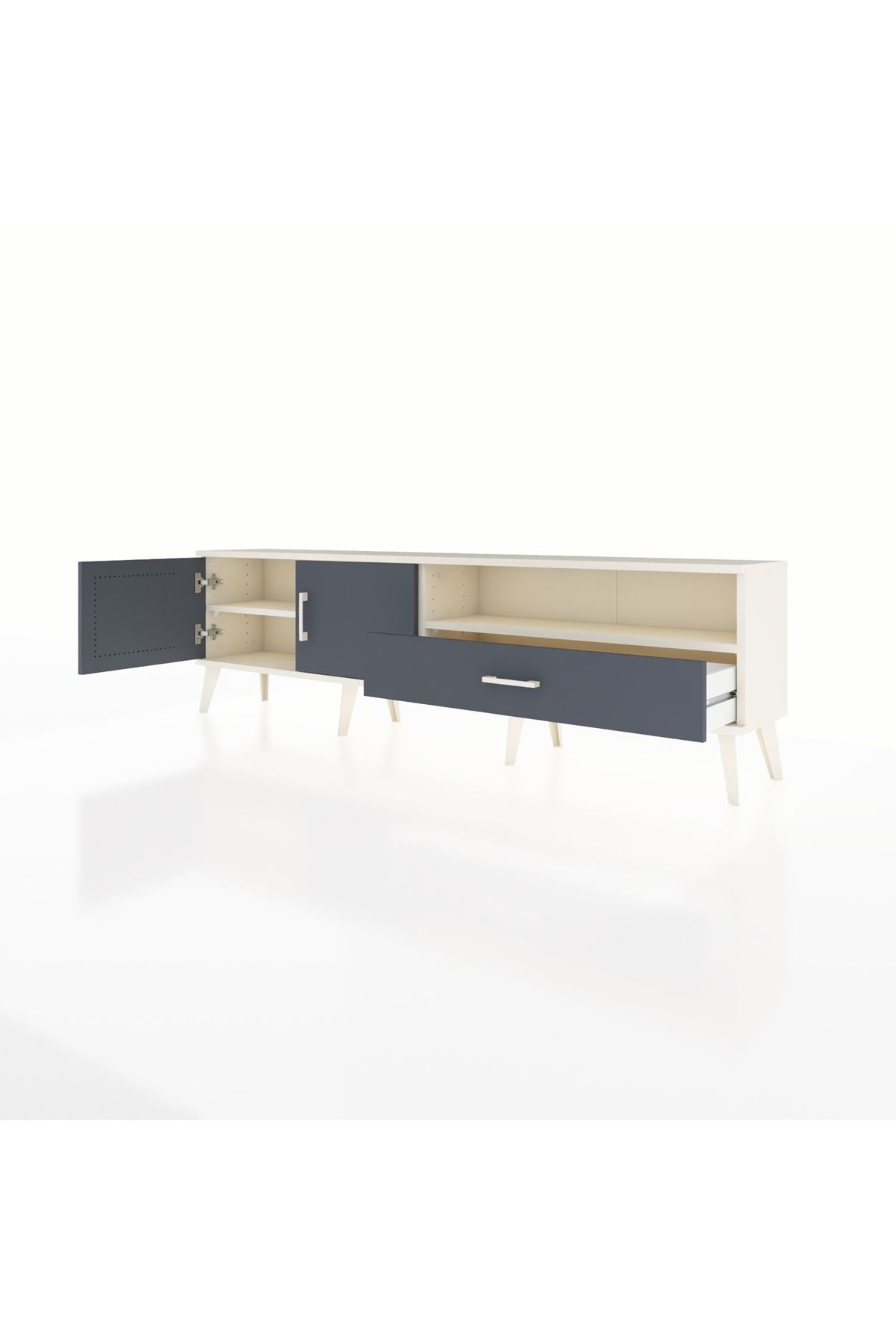 Arges TV Ünitesi 2 Raflı Tek Çekmeceli 2 Kapaklı 176x30x51 Aytaşı-Antrasit/Antrasit