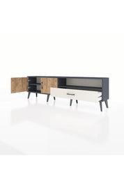 Arges TV Ünitesi 2 Raflı Tek Çekmeceli 2 Kapaklı 176x30x51 Antrasit-Çam/Aytaşı