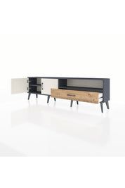 Arges TV Ünitesi 2 Raflı Tek Çekmeceli 2 Kapaklı 176x30x51 Antrasit-Aytaşı/Çam