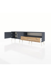 Arges TV Ünitesi 2 Raflı Tek Çekmeceli 2 Kapaklı 176x30x51 Antrasit-Antrasit/Çam