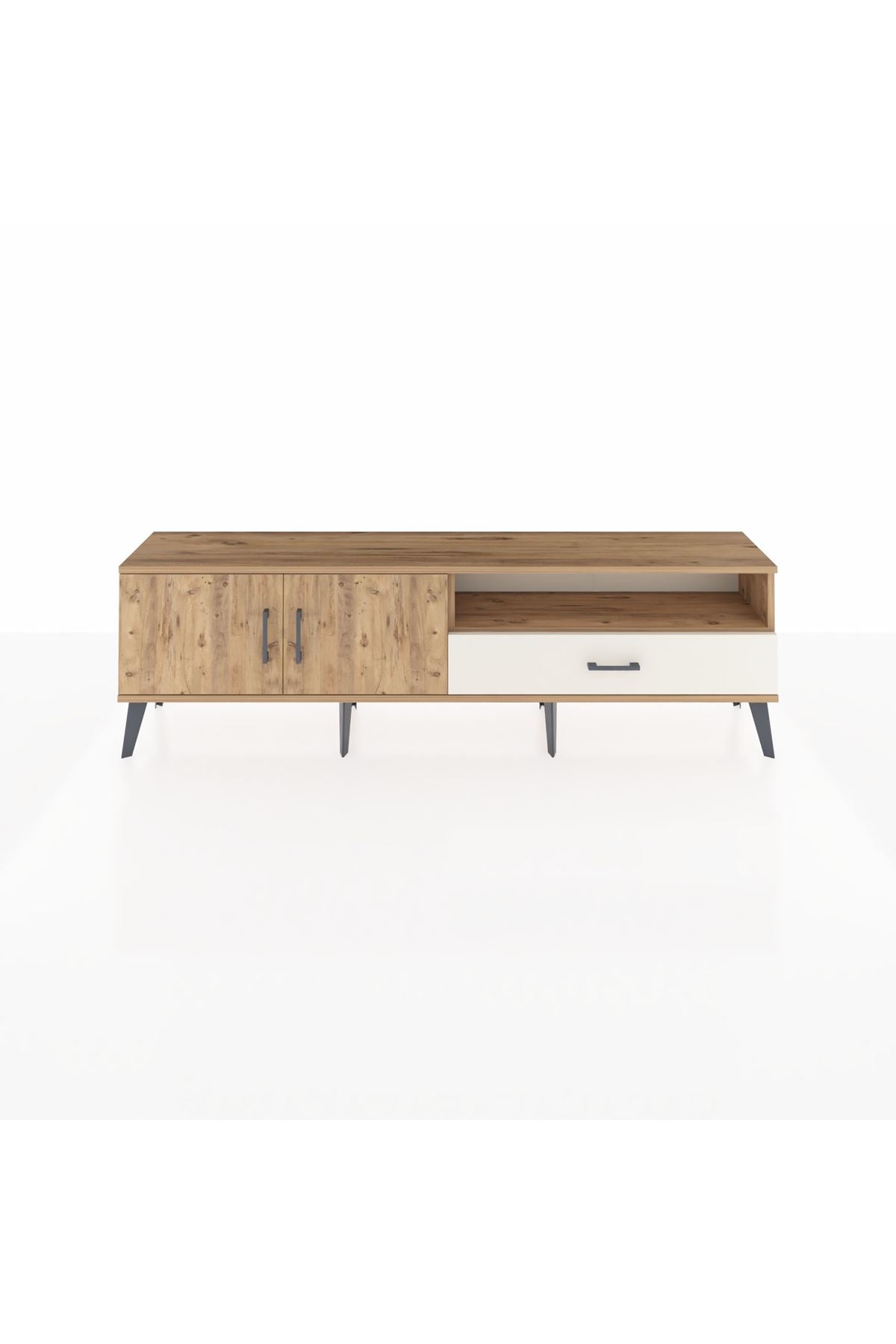 Arges TV Ünitesi 2 Raflı Tek Çekmeceli 2 Kapaklı 176x30x51 Çam-Çam/Aytaşı