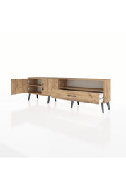 Arges TV Ünitesi 2 Raflı Tek Çekmeceli 2 Kapaklı 176x30x51 Çam-Çam/Çam