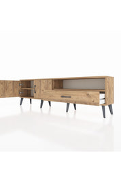 Arges TV Ünitesi 2 Raflı Tek Çekmeceli 2 Kapaklı 176x30x51 Çam-Çam/Çam