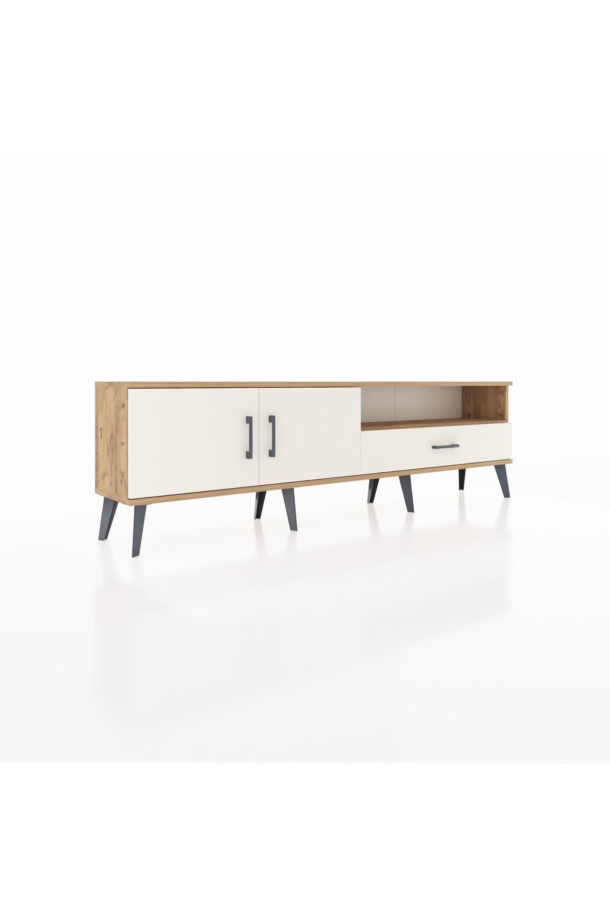 Arges TV Ünitesi 2 Raflı Tek Çekmeceli 2 Kapaklı 176x30x51 Çam-Aytaşı/Aytaşı
