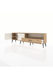 Arges TV Ünitesi 2 Raflı Tek Çekmeceli 2 Kapaklı 176x30x51 Çam-Aytaşı/Çam
