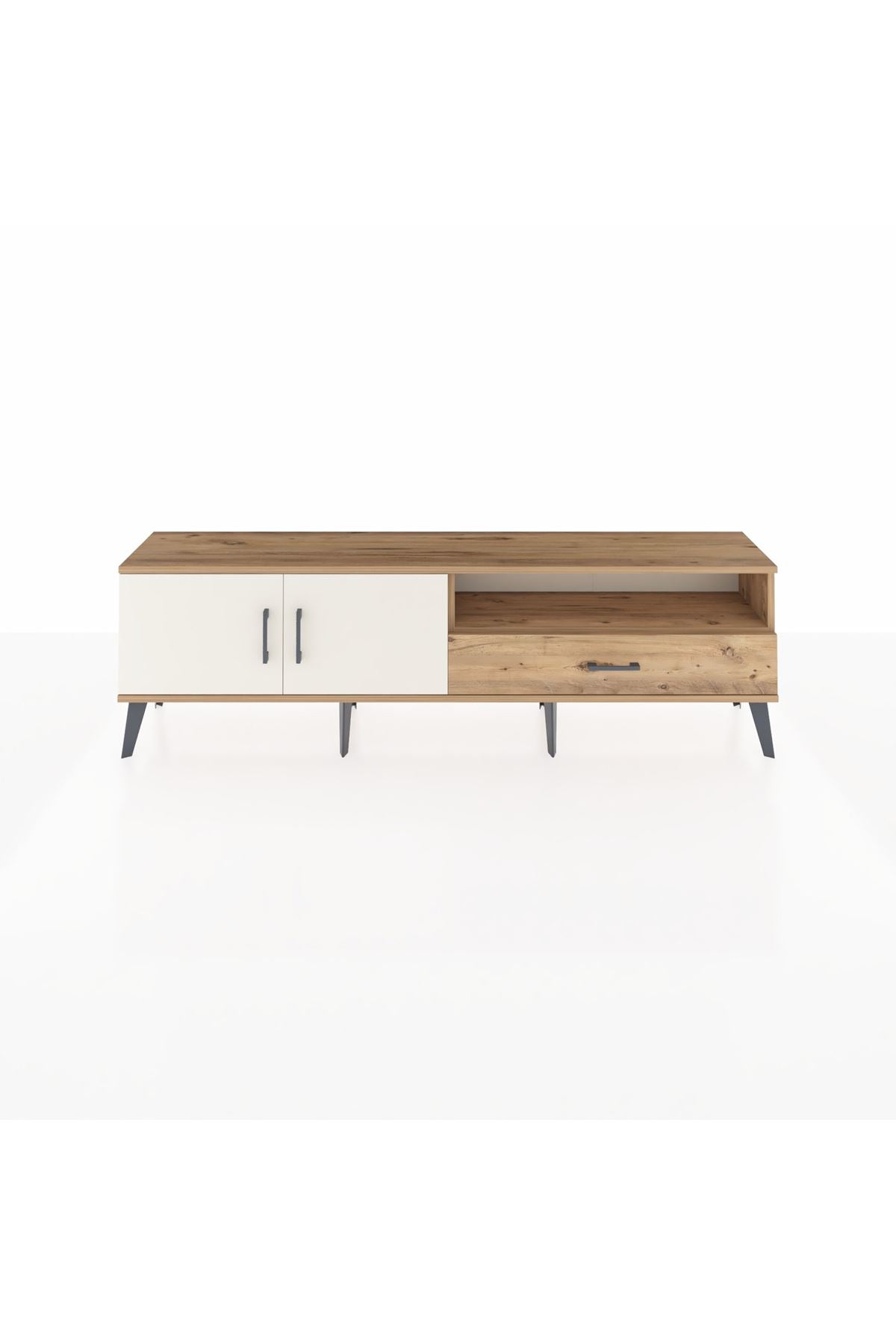 Arges TV Ünitesi 2 Raflı Tek Çekmeceli 2 Kapaklı 176x30x51 Çam-Aytaşı/Çam
