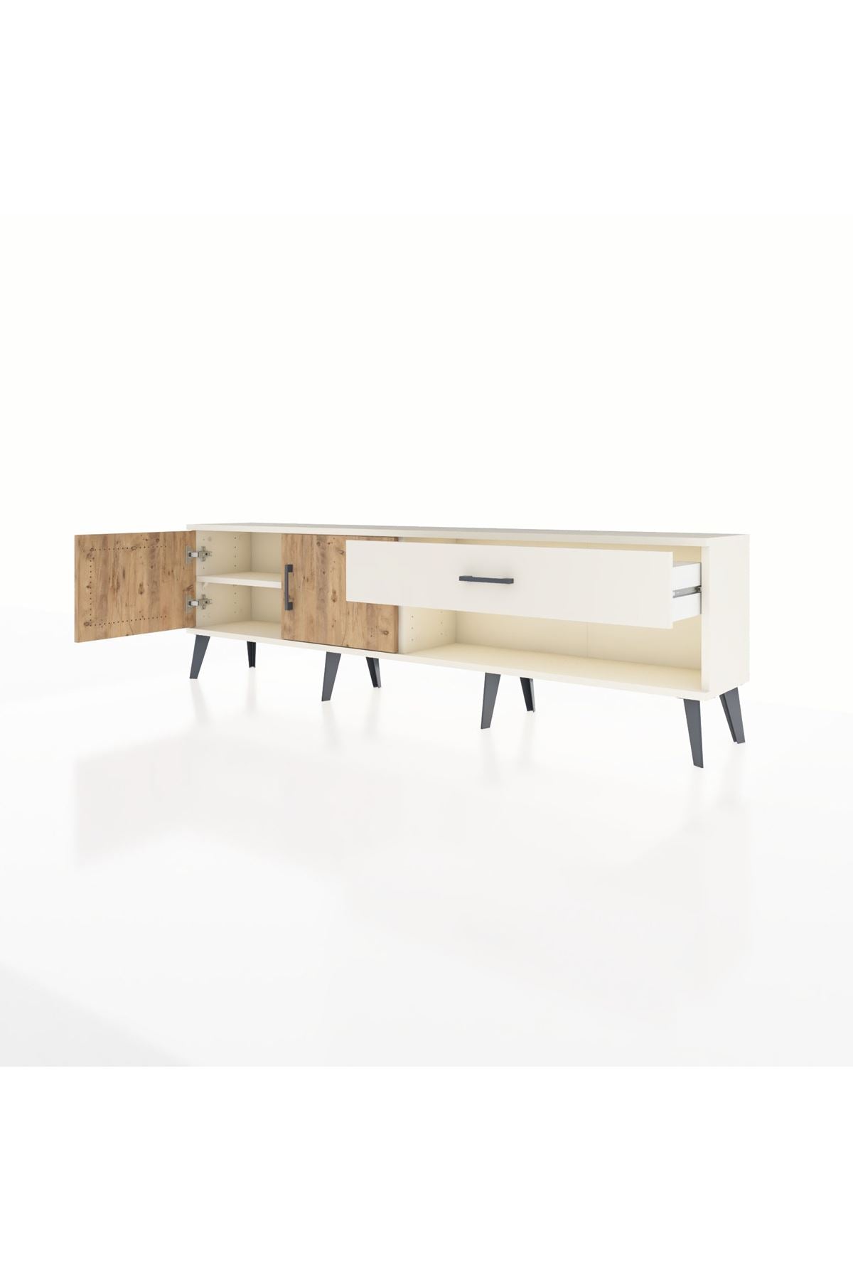 Arges TV Ünitesi Tek Raflı Tek Çekmeceli 2 Kapaklı 176x30x51 Aytaşı-Çam/Aytaşı