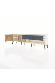 Arges TV Ünitesi Tek Raflı Tek Çekmeceli 2 Kapaklı 176x30x51 Aytaşı-Çam/Antrasit