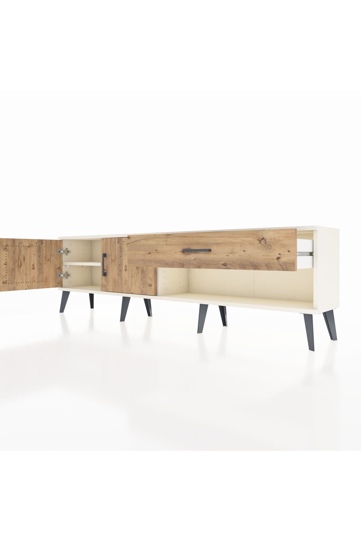 Arges TV Ünitesi Tek Raflı Tek Çekmeceli 2 Kapaklı 176x30x51 Aytaşı-Çam/Çam