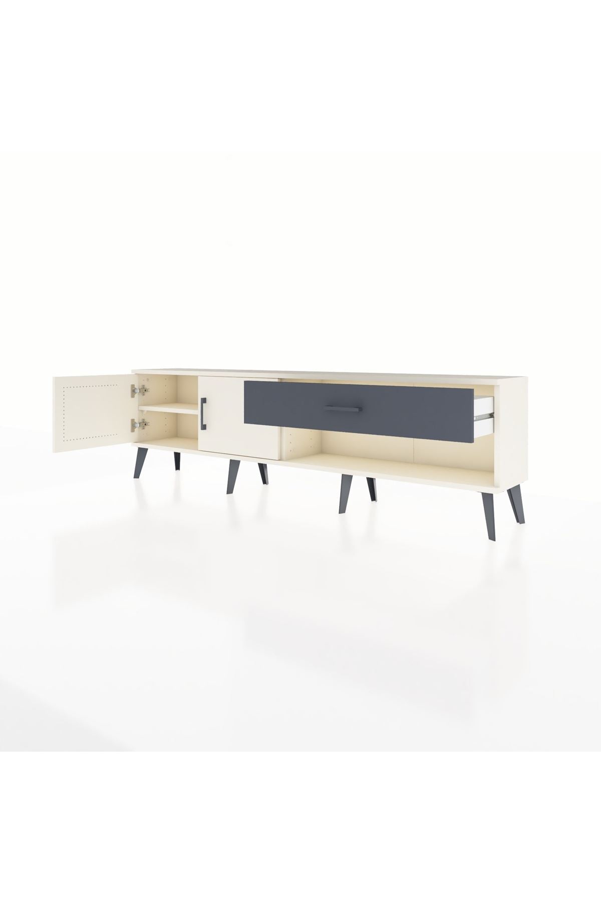 Arges TV Ünitesi Tek Raflı Tek Çekmeceli 2 Kapaklı 176x30x51 Aytaşı-Aytaşı/Antrasit