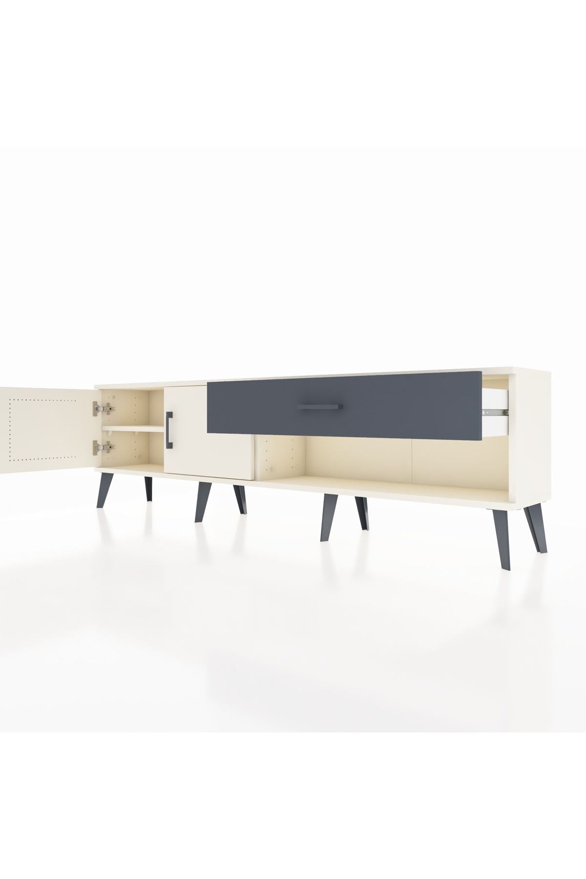Arges TV Ünitesi Tek Raflı Tek Çekmeceli 2 Kapaklı 176x30x51 Aytaşı-Aytaşı/Antrasit