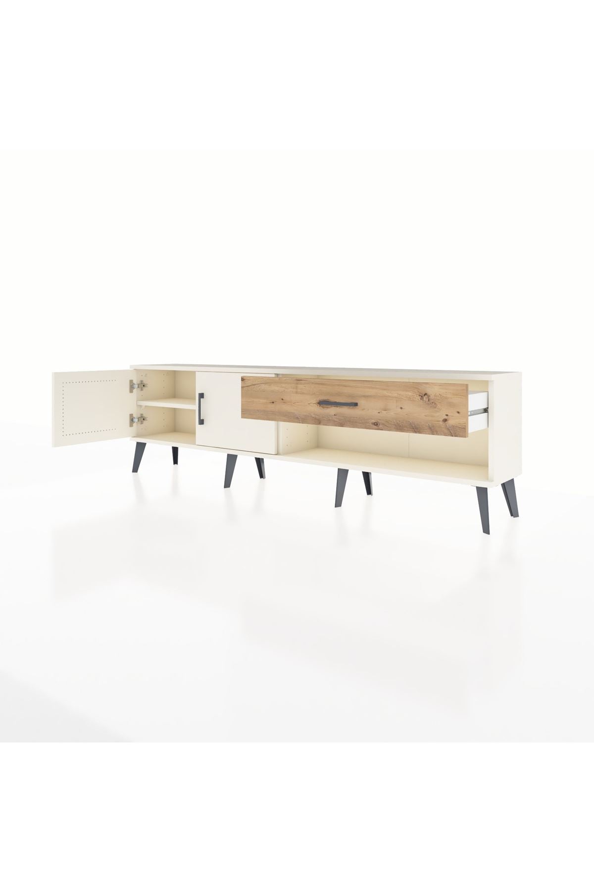 Arges TV Ünitesi Tek Raflı Tek Çekmeceli 2 Kapaklı 176x30x51 Aytaşı-Aytaşı/Çam
