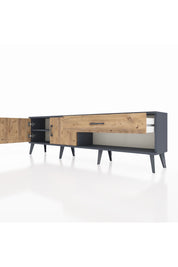 Arges TV Ünitesi Tek Raflı Tek Çekmeceli 2 Kapaklı 176x30x51 Antrasit-Çam/Çam
