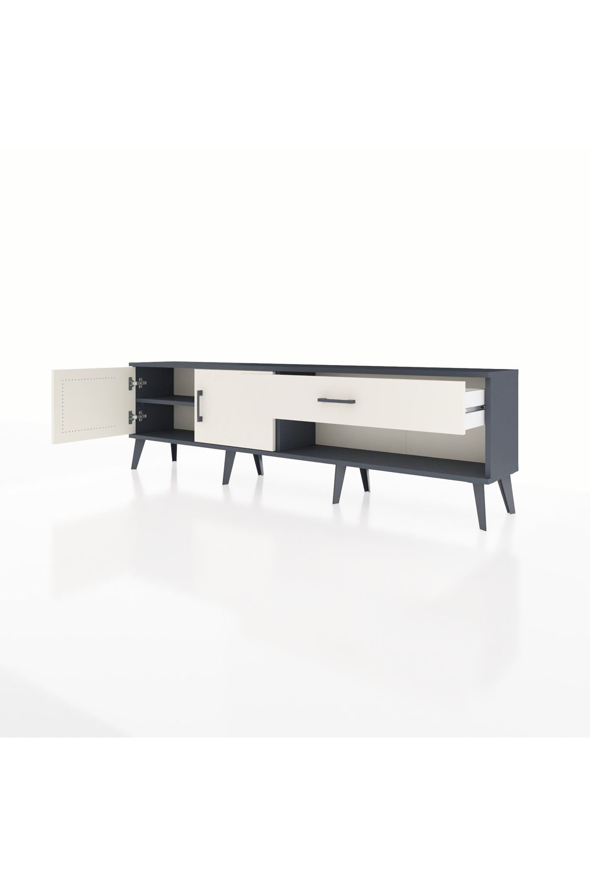 Arges TV Ünitesi Tek Raflı Tek Çekmeceli 2 Kapaklı 176x30x51 Antrasit-Aytaşı/Aytaşı
