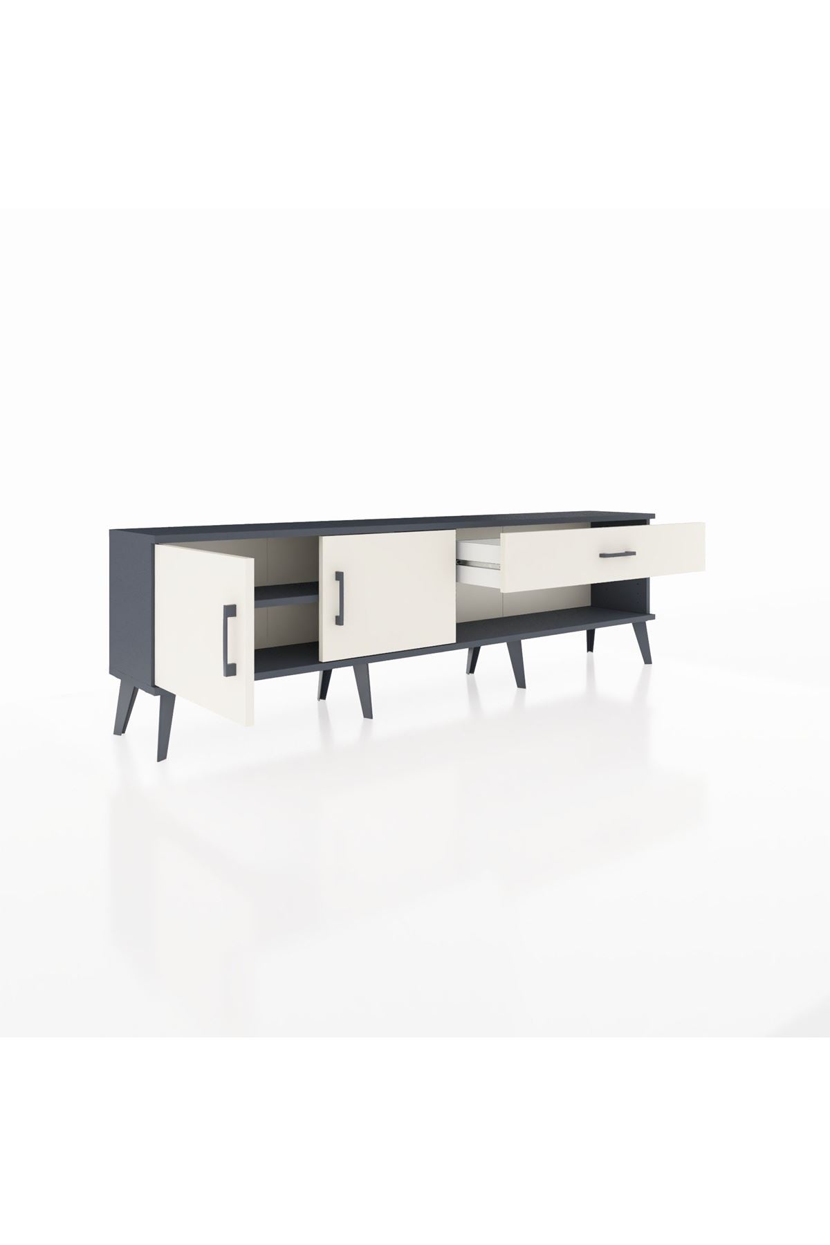Arges TV Ünitesi Tek Raflı Tek Çekmeceli 2 Kapaklı 176x30x51 Antrasit-Aytaşı/Aytaşı