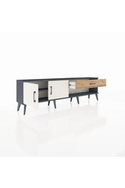 Arges TV Ünitesi Tek Raflı Tek Çekmeceli 2 Kapaklı 176x30x51 Antrasit-Aytaşı/Çam