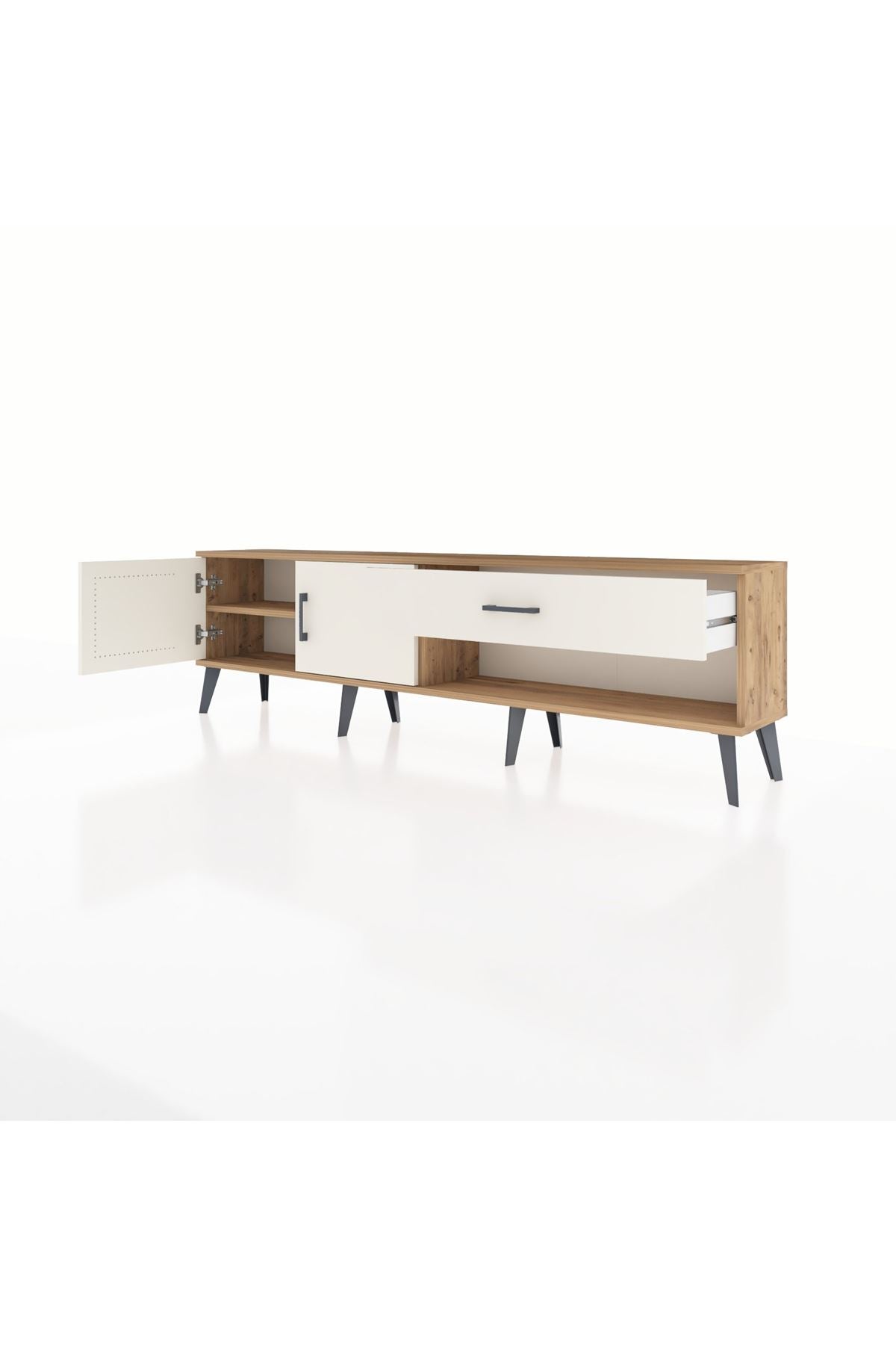 Arges TV Ünitesi Tek Raflı Tek Çekmeceli 2 Kapaklı 176x30x51 Çam-Aytaşı/Aytaşı