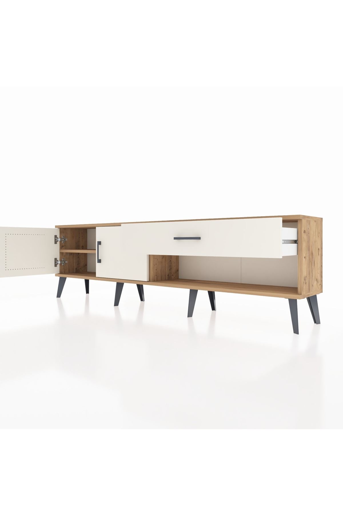 Arges TV Ünitesi Tek Raflı Tek Çekmeceli 2 Kapaklı 176x30x51 Çam-Aytaşı/Aytaşı