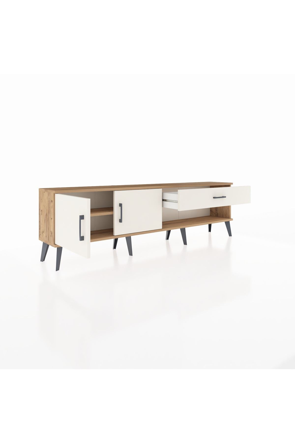 Arges TV Ünitesi Tek Raflı Tek Çekmeceli 2 Kapaklı 176x30x51 Çam-Aytaşı/Aytaşı
