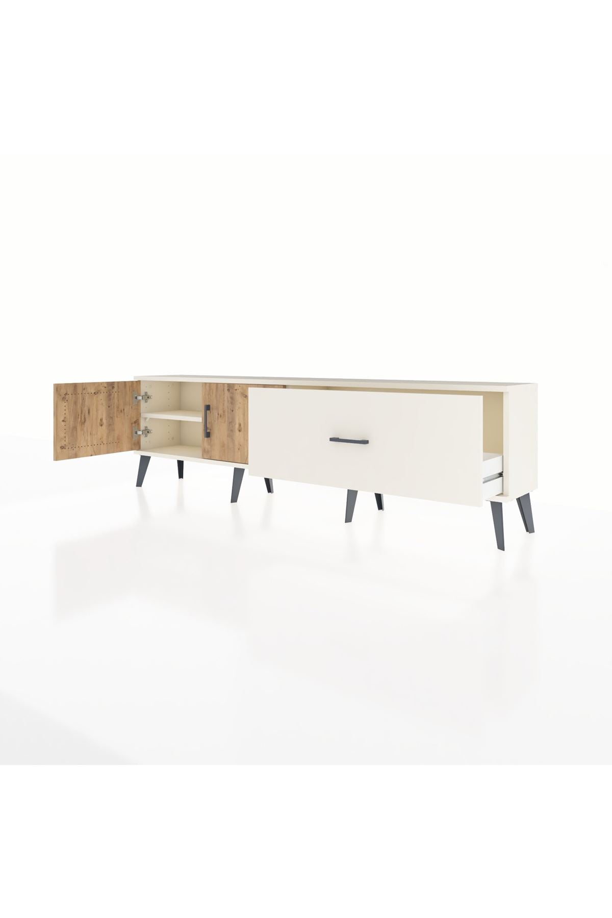 Arges TV Ünitesi Tek Raflı Tek Çekmeceli 2 Kapaklı 176x30x51 Aytaşı-Çam/Aytaşı